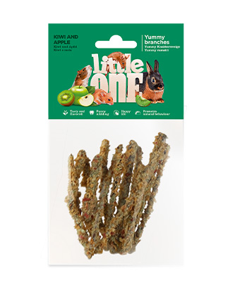 Little One Yummy branches with kiwi and apple. Snack for all small mammals (35 g — ART. 32210)