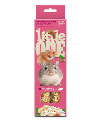 Little One Sticks for hamsters, rats, mice and gerbils with puffed rice and nuts (2 x 55 g — ART. 32260)
