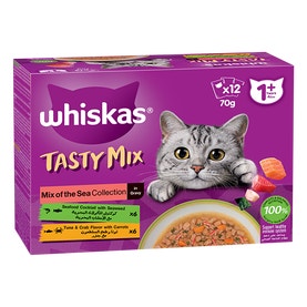 whiskas tasty mix 1 plus years mix of the sea collection in gravy multipack
