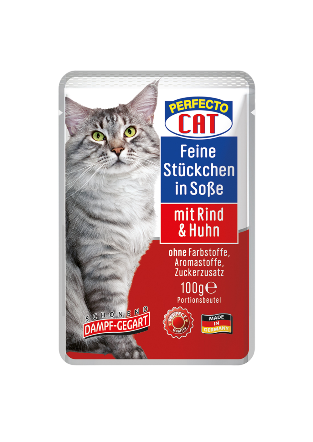 Perfecto Cat Fine pieces in sauce with beef & rabbit 100g